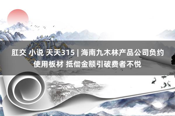 肛交 小说 天天315 | 海南九木林产品公司负约使用板材 抵偿金额引破费者不悦