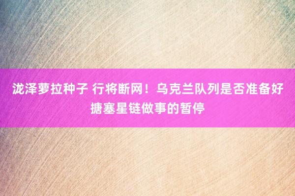 泷泽萝拉种子 行将断网！乌克兰队列是否准备好搪塞星链做事的暂停