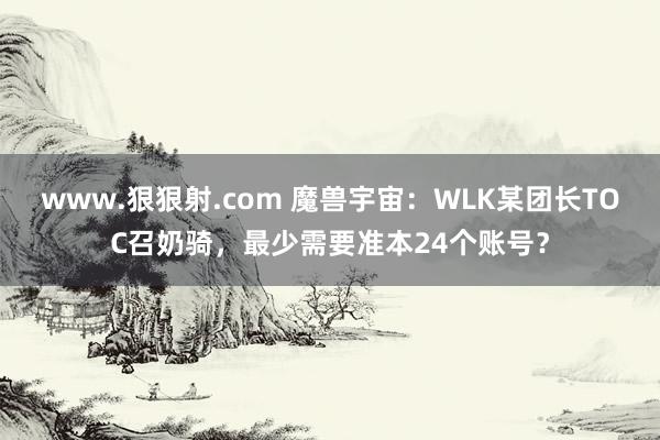 www.狠狠射.com 魔兽宇宙：WLK某团长TOC召奶骑，最少需要准本24个账号？
