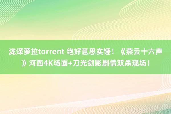 泷泽萝拉torrent 绝好意思实锤！《燕云十六声》河西4K场面+刀光剑影剧情双杀现场！