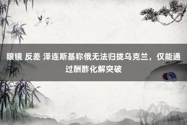 眼镜 反差 泽连斯基称俄无法归拢乌克兰，仅能通过酬酢化解突破