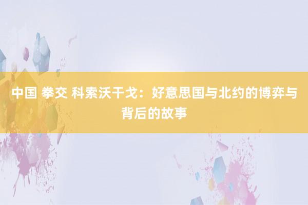 中国 拳交 科索沃干戈：好意思国与北约的博弈与背后的故事
