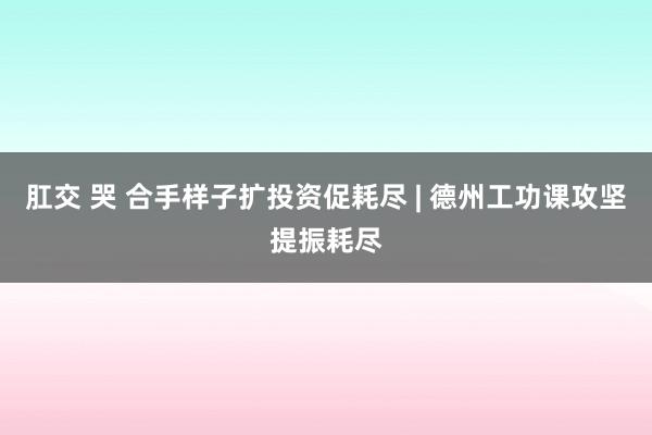 肛交 哭 合手样子扩投资促耗尽 | 德州工功课攻坚提振耗尽