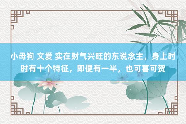 小母狗 文爱 实在财气兴旺的东说念主，身上时时有十个特征，即便有一半，也可喜可贺