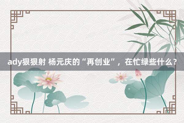 ady狠狠射 杨元庆的“再创业”，在忙绿些什么？